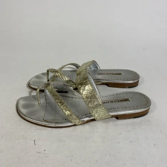 Manolo blahnik silver sandals size 39 - Picture 3 of 5